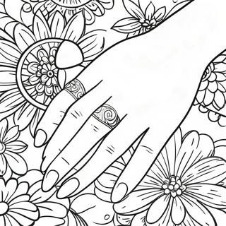 Hand Nail Art Coloring Page 67832-54524