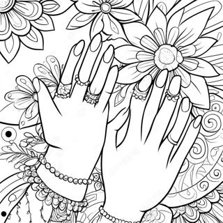 Colorful Hand Nail Designs Coloring Page 67833-54510