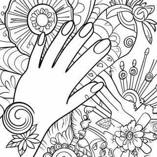 Colorful Hand Nail Designs Coloring Page 67833-54511