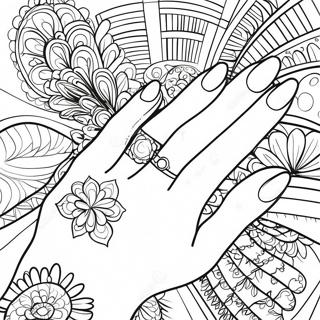 Colorful Hand Nail Designs Coloring Page 67833-54512