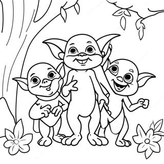 Whimsical Goblin Gathering Coloring Page 67843-54518