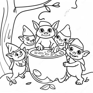 Whimsical Goblin Gathering Coloring Page 67843-54519