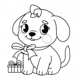 Cute Christmas Puppy Coloring Page 67982-54639