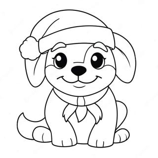 Adorable Christmas Puppy In A Santa Hat Coloring Page 67983-54630