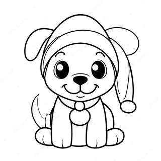 Adorable Christmas Puppy In A Santa Hat Coloring Page 67983-54631