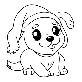 Adorable Christmas Puppy In A Santa Hat Coloring Page 67983-54632