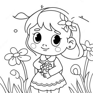 Cute Mia With Flowers Coloring Page 68033-54670