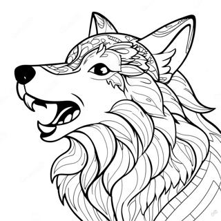 Howling Wolf Head Coloring Page 68043-54681