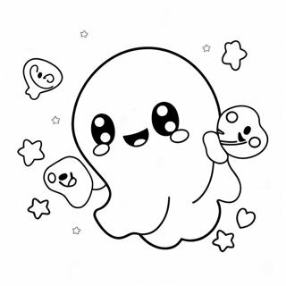 Adorable Kawaii Ghost With Candy Coloring Page 68053-54690