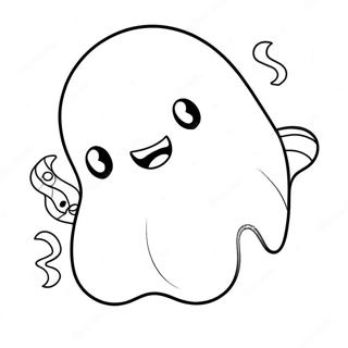 Adorable Kawaii Ghost With Candy Coloring Page 68053-54692