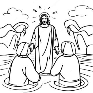 Jesus Baptism Scene Coloring Page 68062-54694