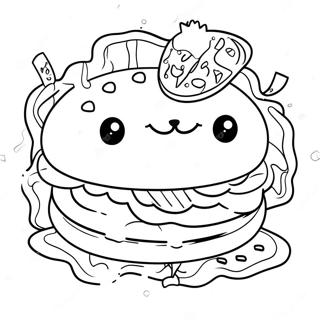 Cute Cat Burger With Cheese Coloring Page 68083-54714