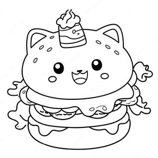 Cute Cat Burger With Cheese Coloring Page 68083-54716