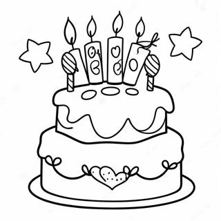 Colorful Happy 12th Birthday Cake Coloring Page 68093-54722