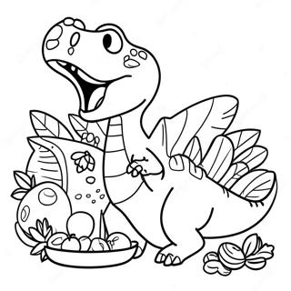 Dinosaur Thanksgiving Feast Coloring Page 68122-54742