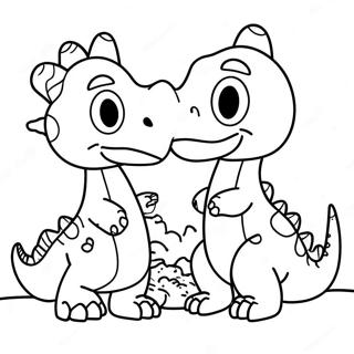 Friendly Dinosaurs Sharing Food Coloring Page 68123-54745