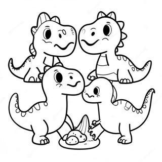 Friendly Dinosaurs Sharing Food Coloring Page 68123-54747