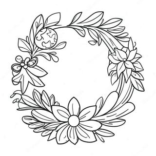 Festive Christmas Wreath Coloring Page 6812-5610