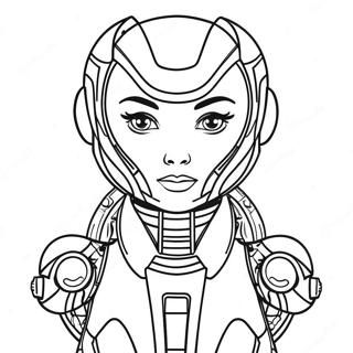 Futuristic Girl Robot Coloring Page 68143-54761