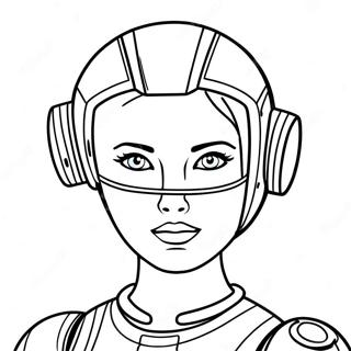 Futuristic Girl Robot Coloring Page 68143-54763