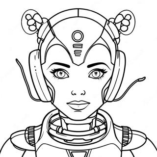 Futuristic Girl Robot Coloring Page 68143-54764