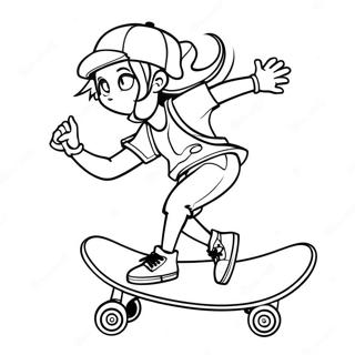 Cool Tomboy With Skateboard Coloring Page 68153-54785