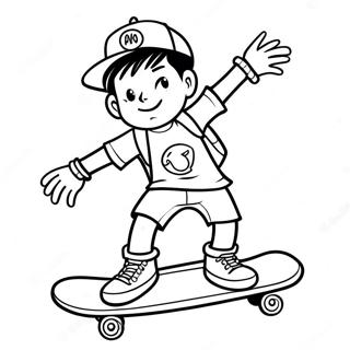 Cool Tomboy With Skateboard Coloring Page 68153-54786