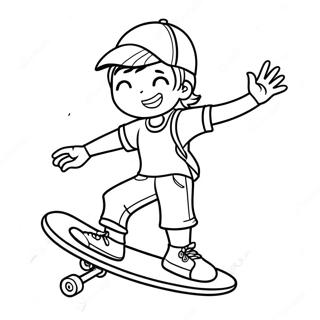 Cool Tomboy With Skateboard Coloring Page 68153-54787