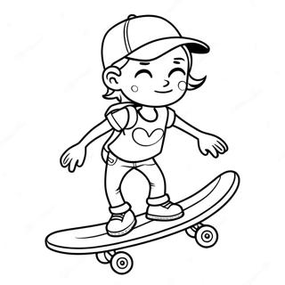 Cool Tomboy With Skateboard Coloring Page 68153-54788