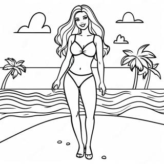 Barbie In Colorful Swimsuit Coloring Page 68223-54822