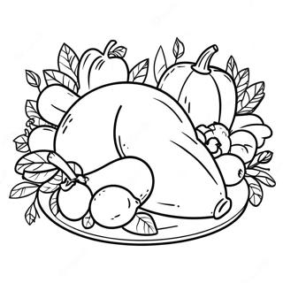 Thanksgiving Plate With Colorful Vegetables Coloring Page 68243-54841