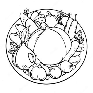 Thanksgiving Plate With Colorful Vegetables Coloring Page 68243-54843