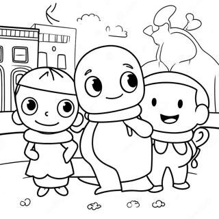 Cheerful Rhyme Time Town Characters Coloring Page 68303-54890