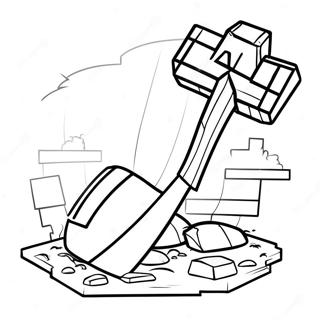 Minecraft Diamond Shovel Coloring Page 68313-54899