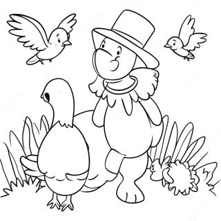 Whimsical Mother Goose With Animals Coloring Page 68413-54981