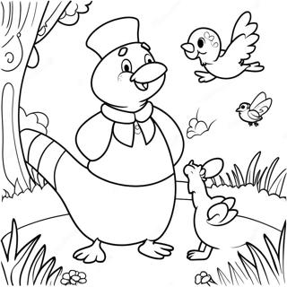 Whimsical Mother Goose With Animals Coloring Page 68413-54984