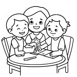 Happy Children Signing Coloring Page 68453-55014