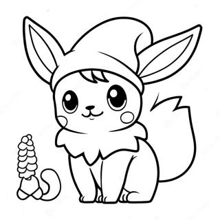 Cute Eevee Wearing A Santa Hat Coloring Page 68483-55041