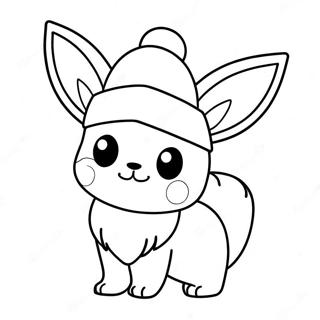 Cute Eevee Wearing A Santa Hat Coloring Page 68483-55042