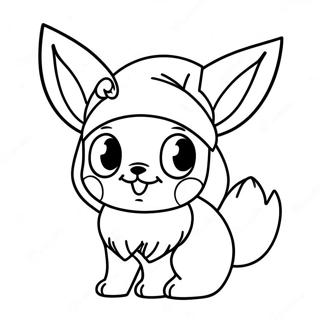 Cute Eevee Wearing A Santa Hat Coloring Page 68483-55043