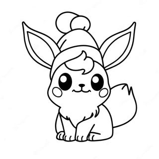 Cute Eevee Wearing A Santa Hat Coloring Page 68483-55044