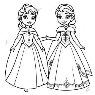 Elsa And Anna Paper Dolls Coloring Pages