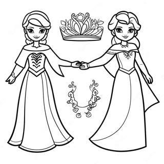 Elsa And Anna Paper Dolls Coloring Page 68562-55092