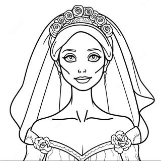 Beautiful Corpse Bride In Wedding Dress Coloring Page 6862-5641