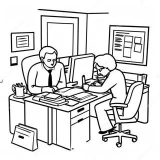 Busy Office Scene Coloring Page 68773-55266