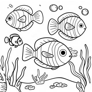 Colorful Tropical Fish Swimming In Coral Reef Coloring Page 68813-55301