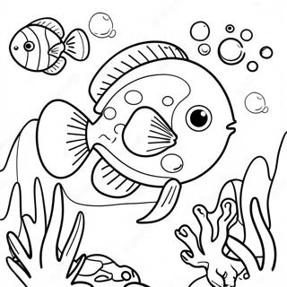 Colorful Tropical Fish Swimming In Coral Reef Coloring Page 68813-55304