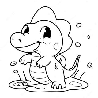 Cute Totodile Splashing In Water Coloring Page 68923-55381