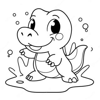 Cute Totodile Splashing In Water Coloring Page 68923-55383