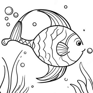 Cartoon Fishing Pole With Fish Coloring Page 68983-55431